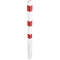 Barrier posts | Steel tube 70 x 70 mm | foldable, with triangular locking mechanism | with lifting and tilting mechanism | hot-dip galvanized and white coatedwith three red reflecting stripes | with 2 eyelets
